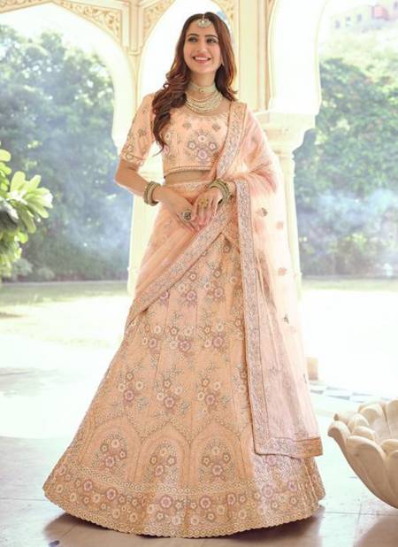 Peach Exclusive Collections Of Bridal Embroidered Lehenga Choli 7902